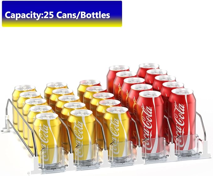 AMLLLC Drink Organizer for Fridge - Storage 25 Cans | Self-pushing automatic drink dispenser for refrigerator|Space-saving storage|Perfect for fridge organizers and storage - Image 5