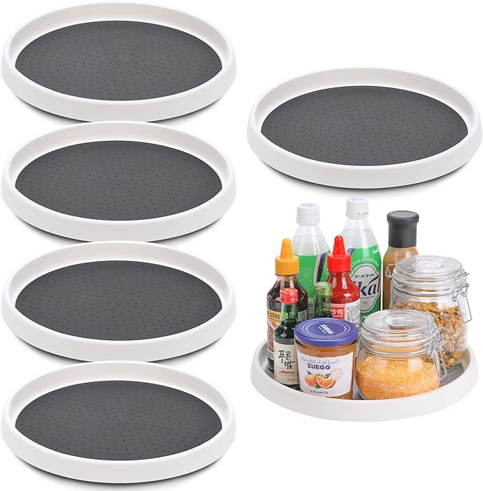 Set of 6, 12 Inch Non-Skid Lazy Susan Turntable, Lazy Susan Organizer for Cabinet, Pantry Organization, Kitchen Storage, Bathroom Sink Cabinet, Refrigerator, Countertop, Spice Rack (6 Pack 12 in) by CiWiVOKi