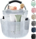 17L Portable Shower Caddy with Handle, Foldable Cleaning Supply Caddy in PVC Resin, Picnic Basket with 6 Side Pockets, Multifunctional Storage Basket for Bathroom, Picnics, Transparent by IHOMAGIC