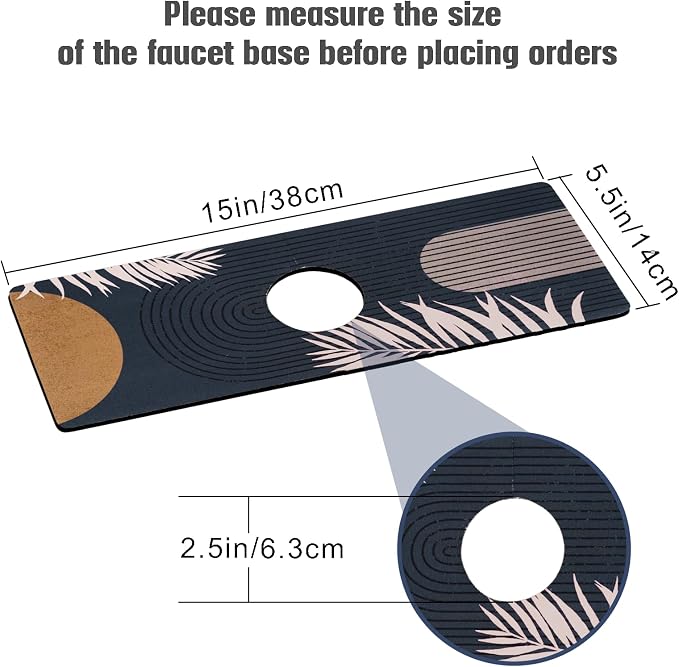 Sink Faucet Absorbing Mat, 2 Pack Drying Mat Around Faucet Sink Splash Guard Behind Faucet Sinkmat For Kitchen Bathroom Island Rv 15 * 5.5 Inch (38 * 14 cm) - Image 2