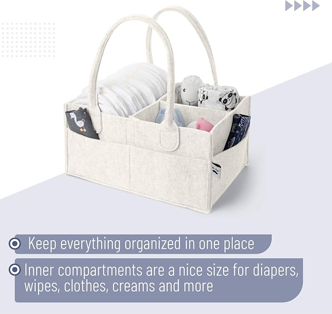 Mr. Pen- Baby Diaper Caddy Organizer, 2 Pack, Beige | Nursery Storage Bin and Car Organizer for Diapers and Baby Wipes - Image 4