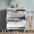 Shoe Cabinet Storage,Modern Freestanding Organizer with 2 Flip Drawers,Narrow Shoe Rack Cabinet for Entryway,White by QIVOMIX