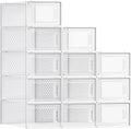 SONGMICS Shoe Boxes, Pack of 12 Shoe Storage Organizers, Stackable Clear Plastic Boxes for Closet, Sneakers, 13.1 x 9.1 x 5.6 Inches, Transparent and White ULSP12SWT by Unknown