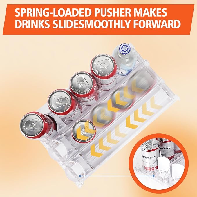 Stackable Soda Can Organizer for Refrigerator, Automatic Drink Dispenser with Pusher, Holds 25–30 Cans, 4 Row Fridge Organizer, Adjustable Beverage Rack, Easy Access Storage - Image 2