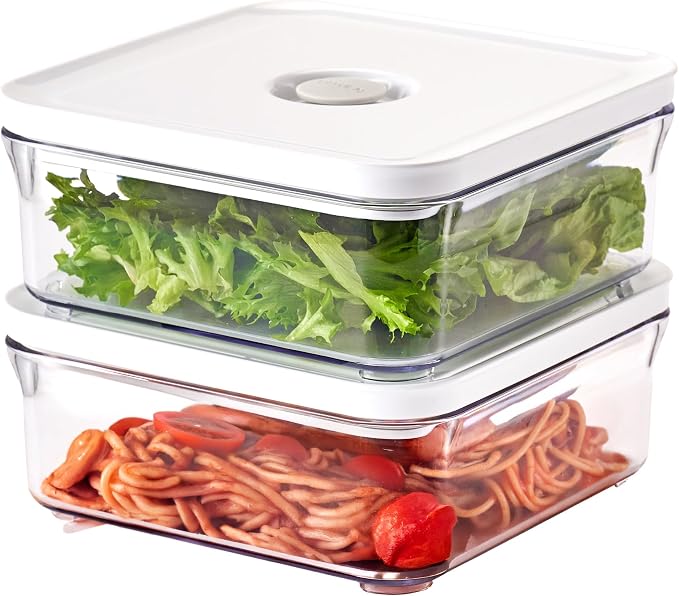 VAKUEN Premium Airtight Food Storage Containers, Mini Square 2pc/set(0.85qt), Smart One-Click Seal Lid, No Hinges, 100% Leak Proof, BPA-FREE, Dishwasher, Freezer & Microwave Safe - Image 8