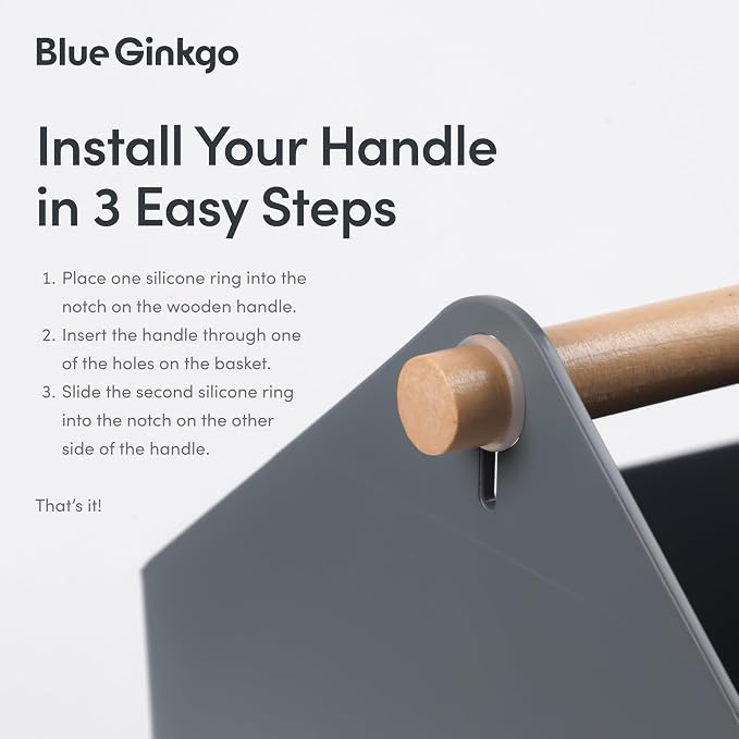 BLUE GINKGO Storage Basket, Large 10.5L, Grey, Made in Korea | Portable. Spacious Storage Bin. Everyday Organization. - Image 4