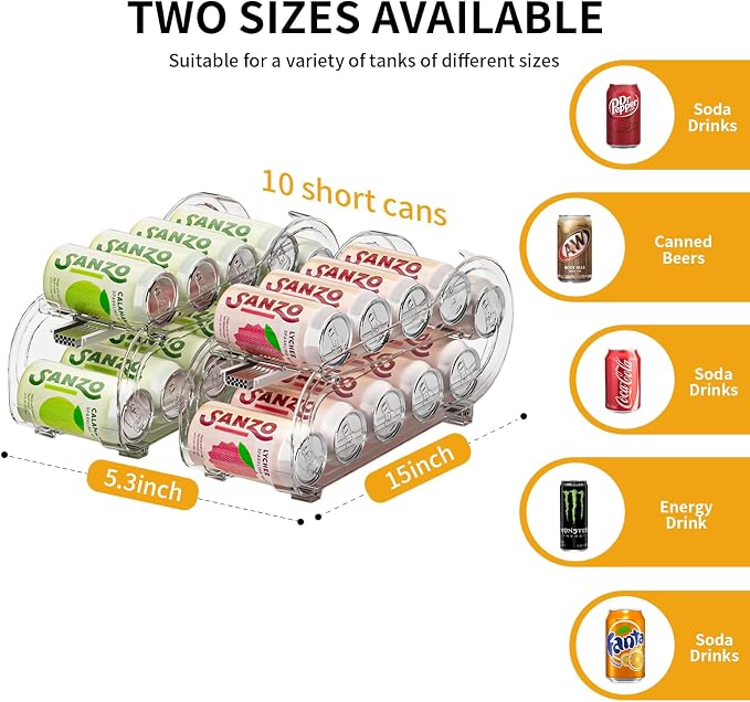 Drink Organizer for Fridge, Soda Can Organizer Dispenser for Refrigerator with Automatic Rolling,Organize Standard Size 11.15oz or 12oz Cans Drink,Save Space for Fridge、Kitchen、countertop - Image 2