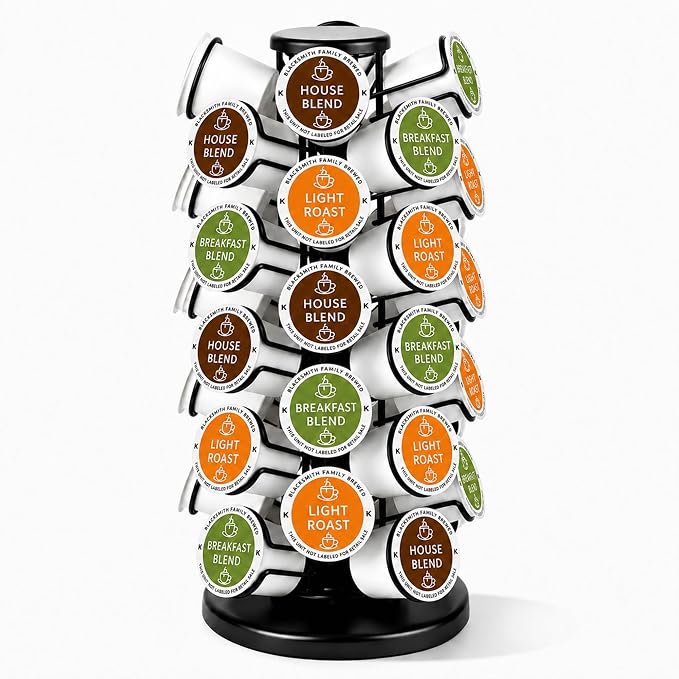 Coffee Pod Holder for 40 Pods, K Cup Holder Organizer with Weighted Base | Heavy-Duty Steel,Smooth & Quiet 360°Rotation,Easy Access,No Assembly Required,Space-Saving for Coffee Stations & Countertops by BLACKSMITHFAMILY