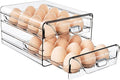 HIYOHIYO 2-Tier Clear 24 Grid Egg Container for Refrigerator, With Drawers | Large Capacity, with Time Scale Marking, Stackable, Sturdy Eggs Storage for Fridge and Countertop by HIYOHIYO