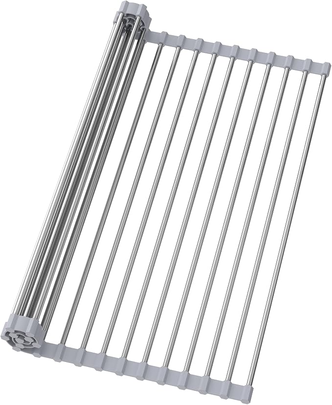 Roll Up Over Dish Rack 17.7”Lx15.5”W, Kitchen Drainer Rack, Gray by Unknown