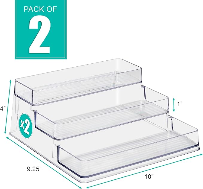 Sorbus 3-Tier Pantry Spice Organizer, 2 Pack | Seasoning Organizer for Cabinet, Spice Rack, Condiment Organizer, For Pantry & Refrigerator - Image 3