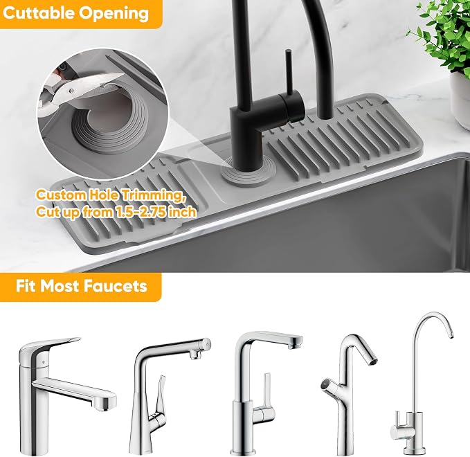 17.7'' Faucet Mat for Kitchen Sink Splash Guard[7° Slope Fast Self-draining][Snap Lock Fit] Folding Kitchen Sink Faucet Mat Splash Guard Kitchen Sink Area Water Splash Guard Behind Faucet Draining Mat - Image 7