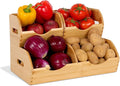 Bamboo Pantry Storage Bins,Fruits and Vegetables Basket | Stackable Potato & Onion Storage Bin for Kitchen Countertop,Multiuse - Set of 3 Pack by Unknown