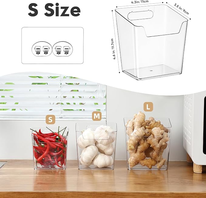 Clear Inside Cabinet Door Organizer, 6 Pack Plastic Wall Storage Bin Adhesive, Vertical Versatile Caddy Makeup Brush Pen Holder for Small Spaces in Bathroom, Office, Kid's Room Organization, No-Drill - Image 7