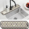 2 Pcs Minimalist Style Kitchen Sink Splash Guard Faucet Mat Black and Gold European-Style Plaid Pattern Faucet Mat for Sinks Absorbing Drying Mats for Kitchen Bathroom, 23.6x5.5inch by CONCHLERY%E6%97%97%E8%88%B0%E5%BA%97