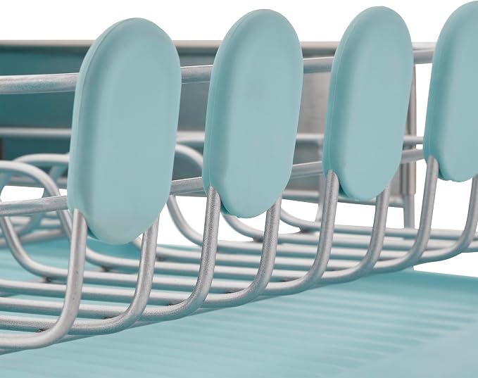 KitchenAid Compact Space Saving Rust Resistant Dish Rack with Removable Flatware Caddy and Angled Self Draining Drainboard, 12.63 x 15.87 x 5.54 Inch, Mineral Water - Image 8
