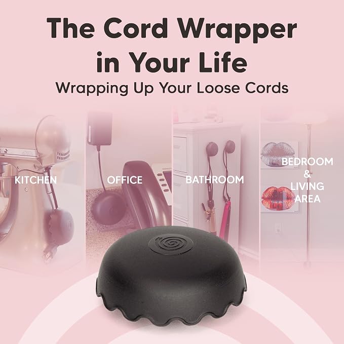 6-Pack Patented Heat-Resistant Cord Organizer for Appliances, Kitchen, Computers & More | Stick-On Cord Wrappers with Flexible Base, Secure Scalloped Edge, Black (3 x 1.5 Inches) - Image 6