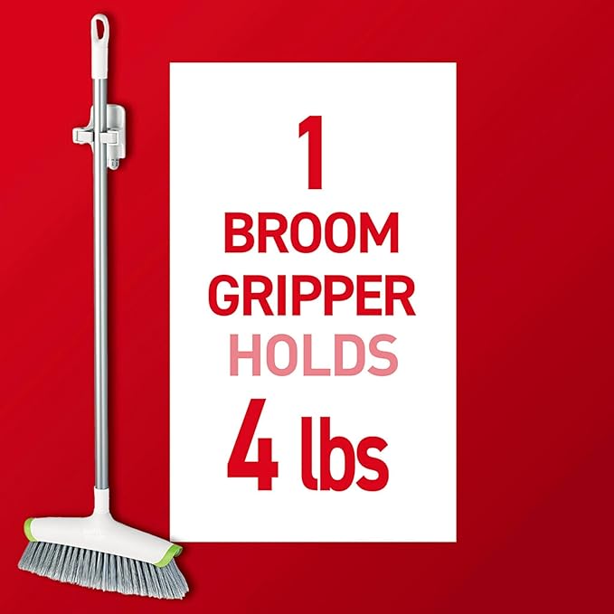 Command Broom and Mop Gripper, 3-Pack, Organize Damage-Free | Damage-Free Hanging Wall Mount Broom and Mop Holder, No Tools Holiday Cleaning Organizer, Holds up to 4 lb - Image 3