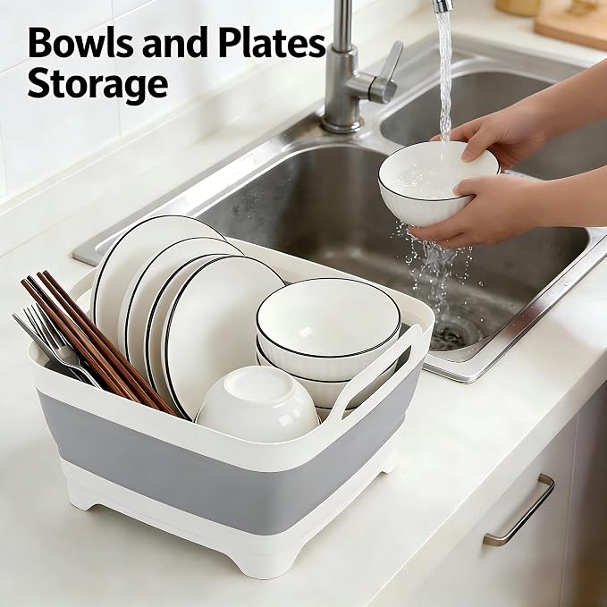 Foldable Sink Vegetable Fruit Bowl Dish Washing Storage Basin Basket, Portable Space-Saving for Kitchen, RV, Campers, and Travel Trailers - Image 4