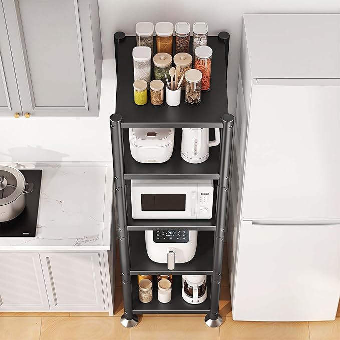 PXRACK 5-Tier Kitchen Storage Shelves, Adjustable Metal Shelves for Storage Pantry Shelves with Rolling Wheels, Storage Rack Shelving Unit Organizer for Bedroom Laundry Closet - Image 7