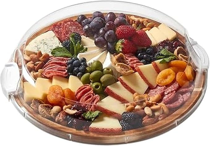FARBERWARE Build-a-Board Cutting Board with Single Compartment and Clear Locking Lid for Charcuterie, Snacks, and More, Acacia by Farberware