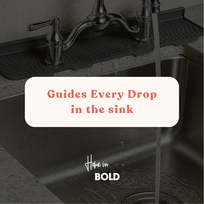 2 Hole Kitchen Sink Splash Guard (22 INCH) Wide-Modern Faucet Mat for Kitchen Sink-Flexible, Durable, Silicone Faucet Splash Guard Grey-Double Handle Faucets with 8” Spacing-Easy to Clean - Image 5