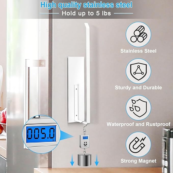 Magnetic Paper Towel Holder for Fridge, Toilet Paper Roll Holder Magnetic Paper Towel Rack Wall Mount Fridge Organizer for Papers Towels Roll Bathroom Toilet Garage RV Decor Kitchen Organization White - Image 7