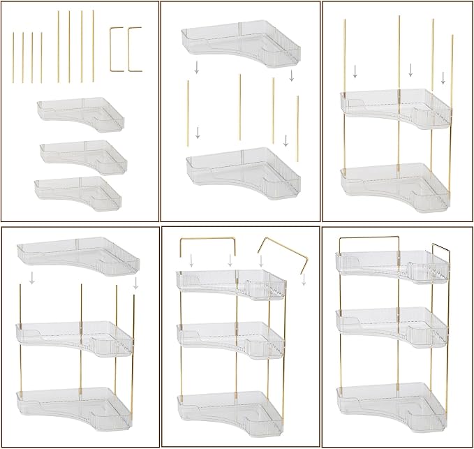 3-Tier Corner Bathroom Counter Organizer – Storage Shelf for Makeup, Perfume & Skincare, Space-Saving Countertop Tray Fits Bathroom, Dresser, Kitchen (White) - Image 7