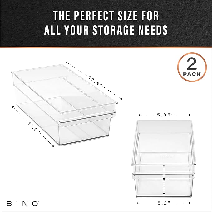 BINO | Plastic Storage Bins, Medium - Shallow | THE HANDLER COLLECTION | Multipurpose Organizer Bins | Kitchen Pantry Organizers and Storage | Clear Containers for Organizing Home | Freezer Organizer - Image 3