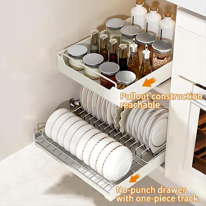Pull out Cabinet Organizer Fixed with Adhesive Nano Film | Heavy Duty Sliding Basket Organizer Drawer, Pull Out Drawer for Kitchen Under Sink Organizer, Pantry, Bathroom,1 Pack - Image 7