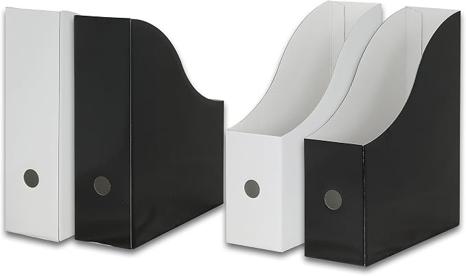 Simple Houseware 24-Pack Magazine File Holder Box, Foldable Cardboard Organizer, Black - Image 4