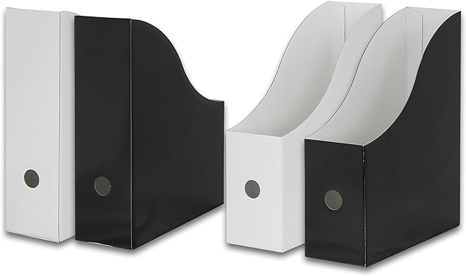 Simple Houseware 12-Pack Cardboard Magazine File Holder Box, Black | Foldable Box Organizer with Label Slot - Image 4