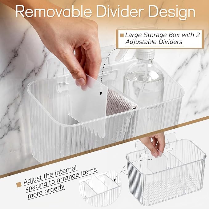 14 Pack Cabinet Door Organizer Adhesive Wall Mount Storage Bins Makeup Containers Stackable Organizer Basket for Kitchen Cabinets, Bathroom, Pantry, Office, Refrigerator (Frosted Clear) - Image 4