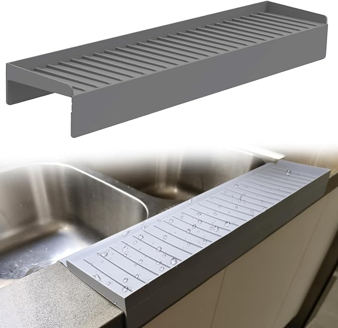 Kitlers Silicone Edge Protectors - Multifunction Sink Accessories, Splash Guard & Draining Mat for Kitchen, Bathroom Sink, Steel, Granite, Quartz Countertops(Gray) by Unknown