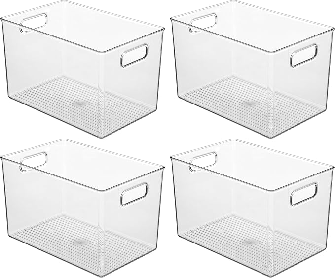 iDesign Storage Bins with Handles, Set of 4, Clear | Organizer Bins, For Kitchen, Pantry, Bathroom, or Home Office - Image 9