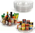 8 Pack Lazy Susan 10 inch Turntable for Spice Organization | Clear BPA-Free Plastic Rotating Organizer for Kitchen Cabinet, Pantry, Countertop, Fridge | 360-Degree Rotating Base by MiraFureBrand