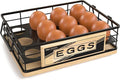 Farmhouse Egg Holder Countertop, Oak Wood & Metal Egg Basket with Handles | Stackable Rustic Egg Tray Organizer for Kitchen Counter, Holds 12 Eggs, Removable Divider for Fresh Egg Storage, Natural by JNFUZ