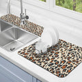 Dish Drying Mat for Kitchen Counter Matt, 2PCS 19"x12" Dish Drainer Mat & 24"x5.5" Sink Splash Guard, Super Absorbent Non-slip Rubber Backed by Kuyig+Home