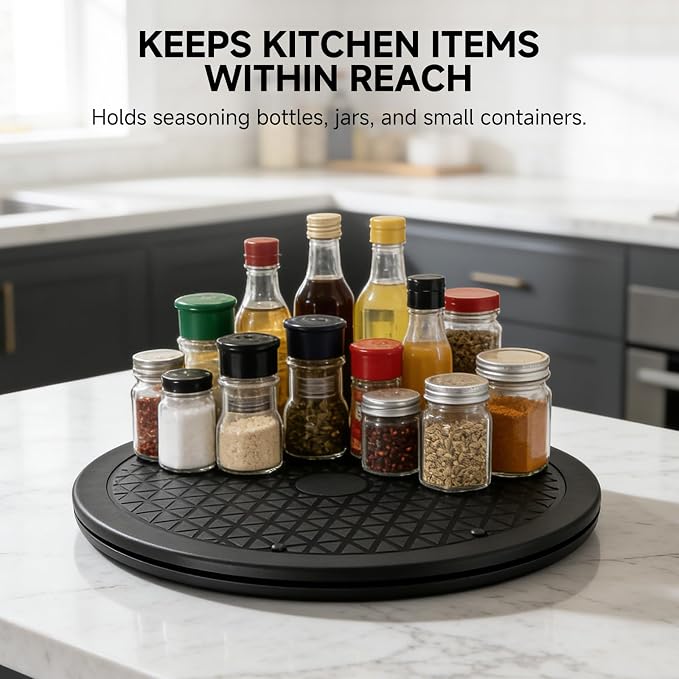 Lazy Susan Turntable 6 Pack, 12 Inch Black Plastic Organizer for Cabinet | Rotating Turntable Organizer for Pantry, Fridge, Kitchen Countertop, Bathroom Vanity - Image 6