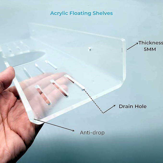 ROYALITA 17 Inch Acrylic Bathroom Shelf Organizer Over The Faucet | Bathroom Sink Rack Over The Sink Shelf, Countertop Organizer Kitchen Above Faucet, Clear - Image 2