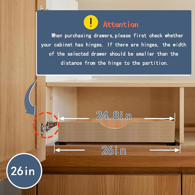 Pull Out Cabinet Drawers - 6x2 Size Options (12-23'W,18-21'D), Pre-Assembled with Soft Close Slides, Solid Beechwood, Easy Installation(26'W x 21'D) - Image 5
