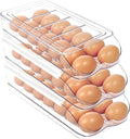 MesRosa Egg Holder for Fridge, Automatic Rolling Egg Organizer -3 Layer | Stackable Clear Egg Container & Tray for Refrigerator, Durable Dispenser and Storage with Sturdy Lid to Saving Space by MesRosa
