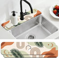 2 Pcs Plant Kitchen Sink Splash Guard Faucet Mat Bohemian Tropical Leaves Faucet Mat for Sinks Absorbing Drying Mats for Kitchen Bathroom, 23.6x5.5inch by CONCHLERY%E6%97%97%E8%88%B0%E5%BA%97