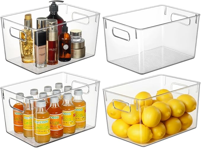 Hudgan 4 Packs Refrigerator Organizers and Storage , 4 Large Storage Containers for Pantry Organizers, Home Edit, Kitchen Cabinet, Refrigerator, Under Sink Organization, Bathroom, Office - Image 9