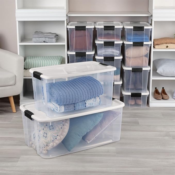 Sterilite 20-Pack Ultra Latching Box, Storage Bins with Lids, Clear Plastic, 70 Quart - Heavy-Duty Organizing Containers for Closet, Bathroom, and Office - Image 6