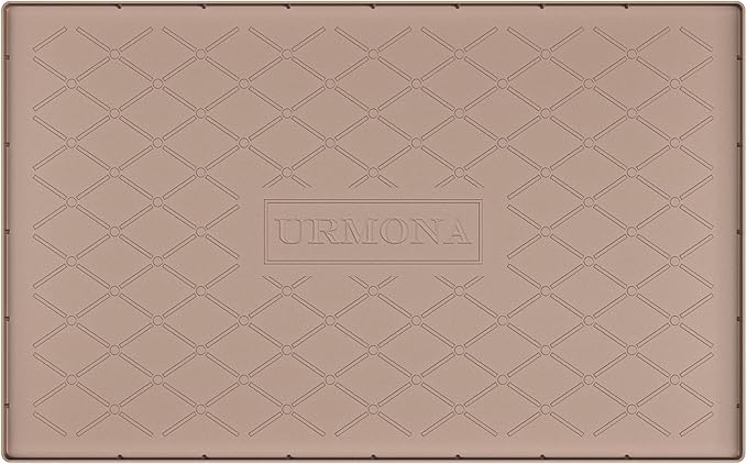 URMONA 34" x 22" Waterproof Silicone Mat in Multiple Sizes & Colors, Under Sink Mat for Kitchen & Bathroom, Pet Food Pad for Dogs & Cats, Kitchen Cabinet Liner, Multi-Purpose for Storage(Khaki) by URMONA