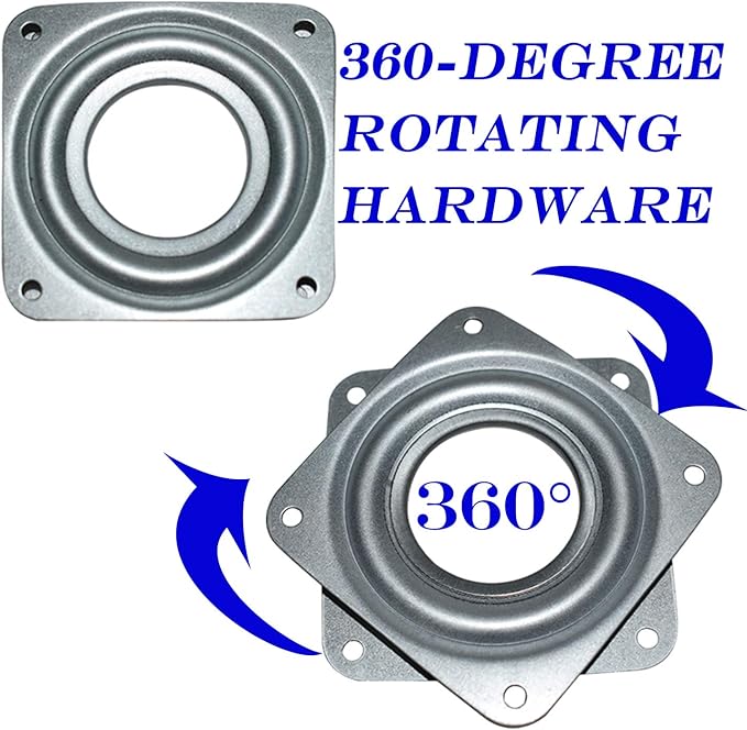 10Pack 3Inch Lazy Susan Hardware Square Rotating Bearing Plate Turntable | Lazy Susan Hardware Base for Serving Trays Kitchen Storage Racks Craft Table Zinc Plated Steel Swivel Plate 500lbs Capacity - Image 3