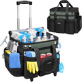 Ytonet Cleaning Caddy with Wheels, Extra Large Rolling Cleaning Caddy Bag | with Detachable Trolley for Housekeepers, Water Resistant Cleaner Supplies Organizer with Wheels for Kitchen, Tool Organizer by YTONET