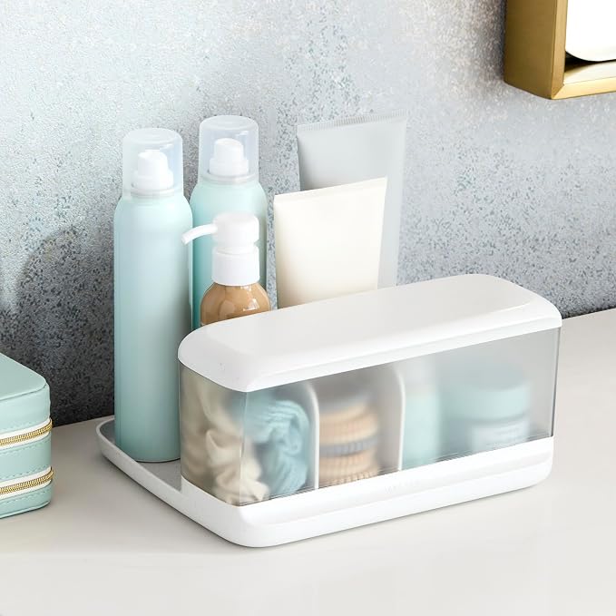 YouCopia HideAway Counter Caddy, Bathroom Vanity Countertop Organizer Tray with Adjustable Dividers and Lid - Image 7