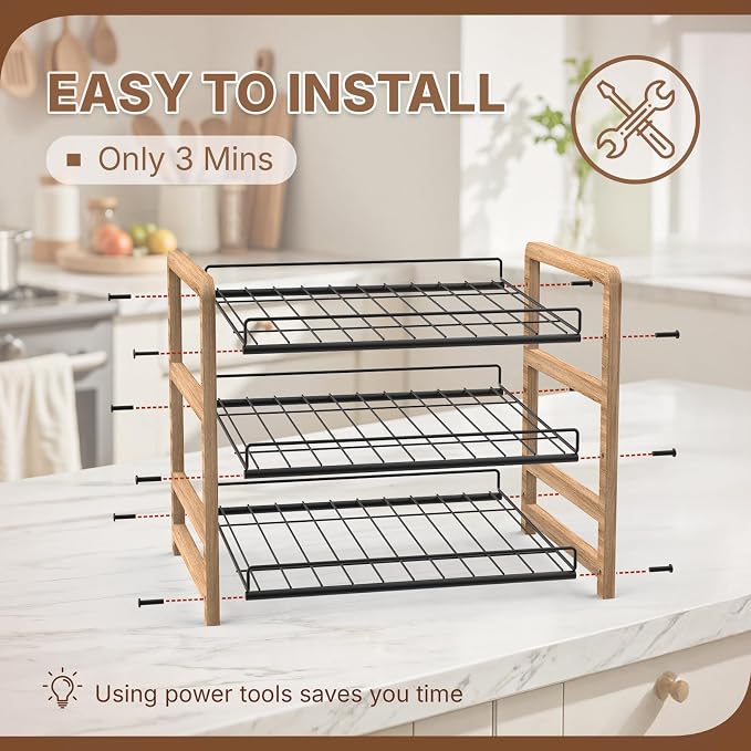 DGWJSU Can Organizer for Pantry 3-Tier, Holds up to 36 Cans Storage | Cans Holders for Pantry, Cabinet, Countertop, Carbonized Brown - Image 8